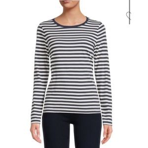 Madewell navy blue and white stripped long sleeve light weight shirt. Size XS.